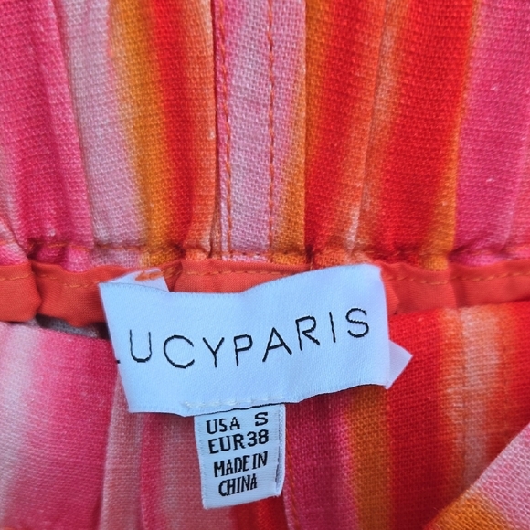 Lucy Paris Striped Pink and Orange Women's Shorts - Picture 2 of 3